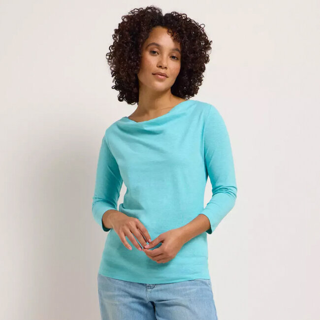 LANIUS hennep shirt met waterval hals JEZEBEL AQUA