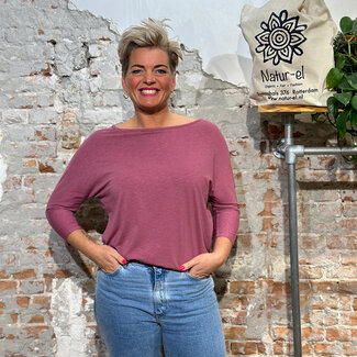 GREENBOMB GREENBOMB shirt met BATWING MAUVE bamboe katoen