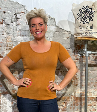 Engel ENGEL Wol zijde shirt korte mouw dames PUMPKIN