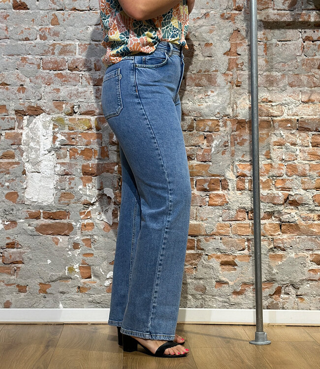 THINKING MU wijde spijkerbroek THERESA CLEAN DENIM