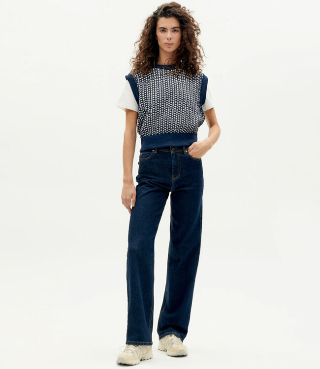 THINKING MU wijde spijkerbroek THERESA DARK DENIM