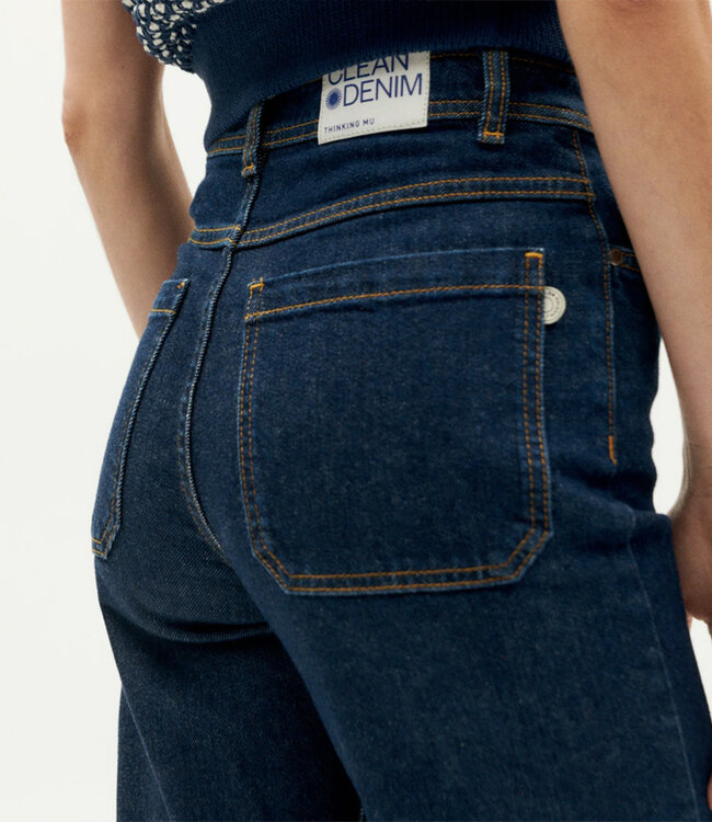 THINKING MU wijde spijkerbroek THERESA DARK DENIM