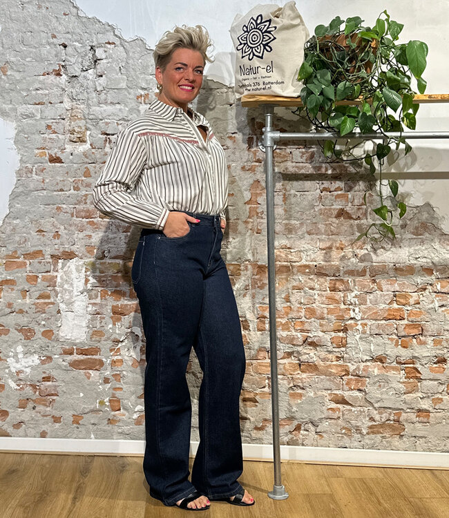 THINKING MU wijde spijkerbroek THERESA DARK DENIM