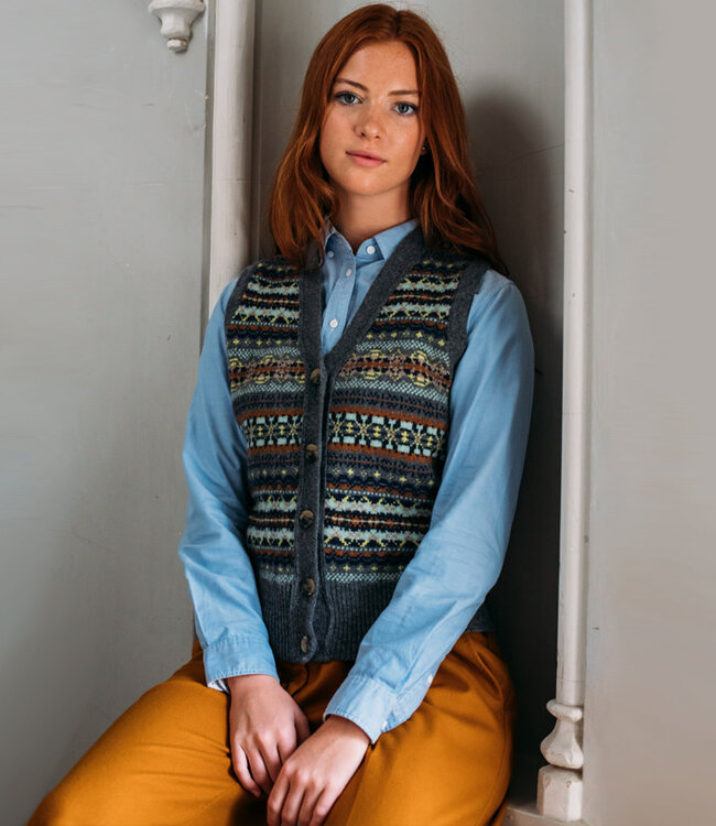 ERIBÉ wollen spencer dames vest KINROSS GARNET