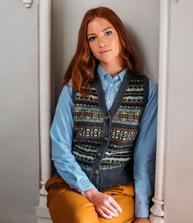 ERIBÉ wollen spencer dames vest KINROSS GARNET