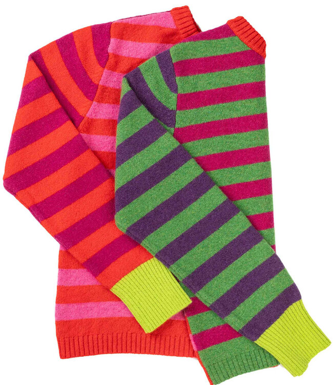 ERIBE gestreepte wollen trui STOBO ROSA reversible