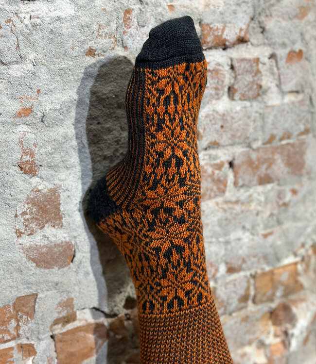 HIRSCH NATUR wollen Noorse KNIEKOUSEN  antraciet oranje 430 42