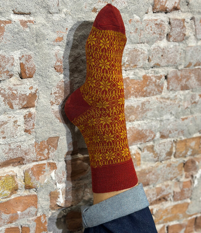 HIRSCH NATUR wollen Noorse DUNNE sokken ROOD OKER 156 211