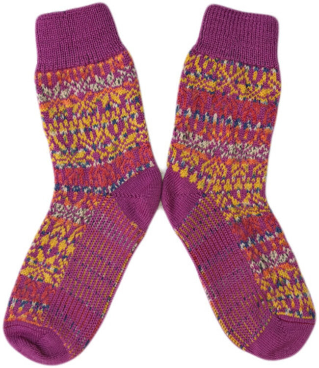 HIRSCH Noorse wollen sokken PINK GEKLEURD 030 99