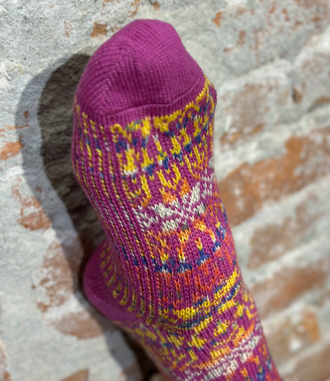 HIRSCH Noorse wollen sokken PINK GEKLEURD 030 99