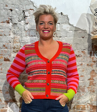 Eribé ERIBÉ lamswollen v-hals vest STOBO ROSA