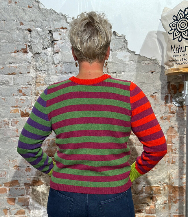 ERIBE gestreepte wollen trui STOBO ROSA reversible