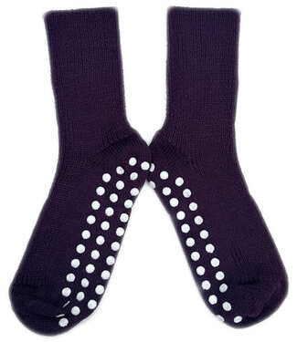 Hirsch Natur HIRSCH wollen ANTISLIP sokken kind effen 782 06 AUBERGINE