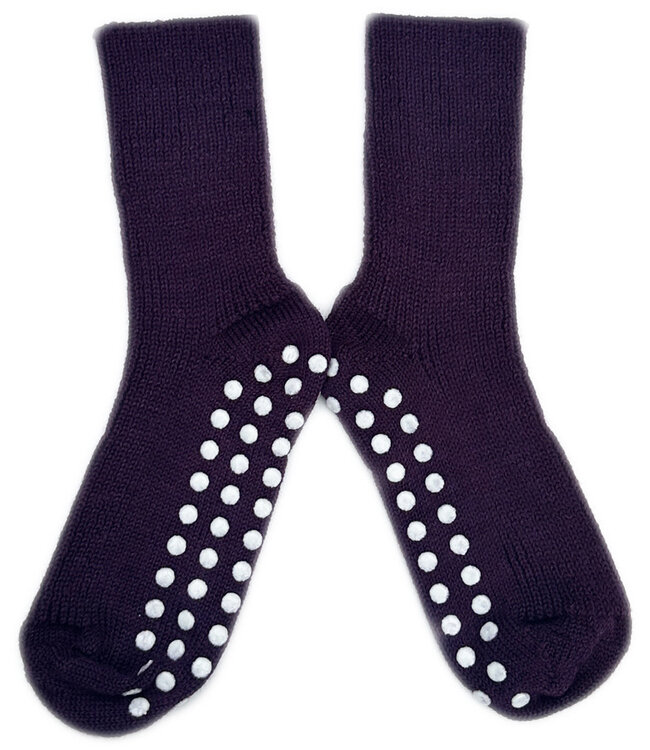 HIRSCH wollen ANTISLIP sokken kind effen 782 06 AUBERGINE