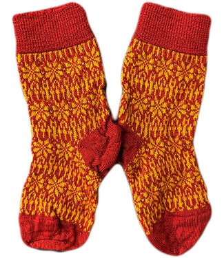 Hirsch Natur HIRSCH Dunne wollen sokken BABY Noors 056 211 ROOD OKER