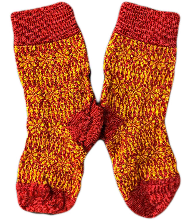 HIRSCH Dunne wollen sokken BABY Noors 056 211 ROOD OKER
