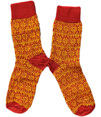 Hirsch Natur HIRSCH Dunne wollen sokken KIND Noors 056 211 ROOD OKER