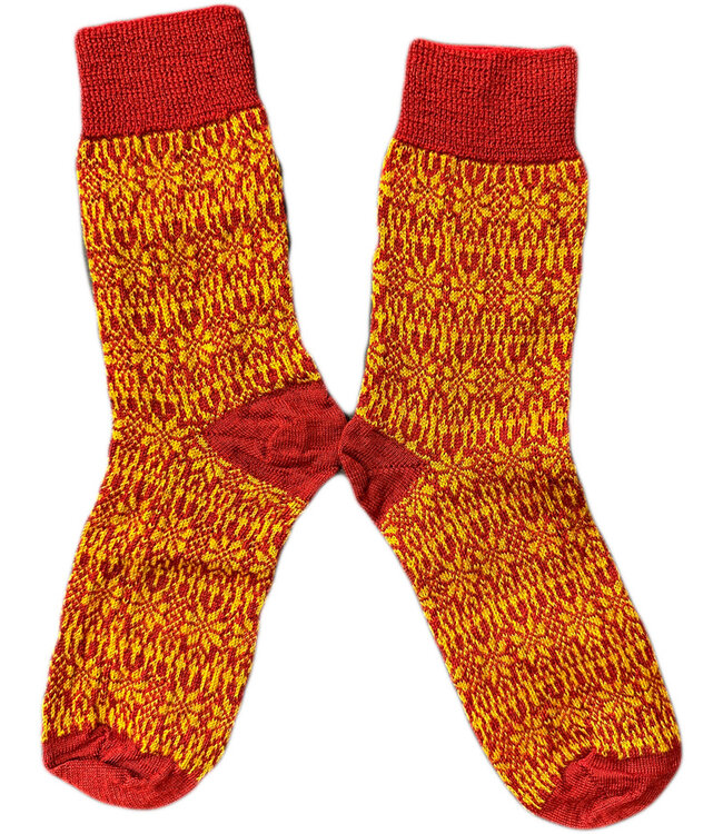 HIRSCH Dunne wollen sokken KIND Noors 056 211 ROOD OKER