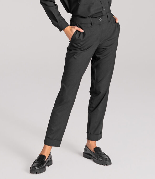 TRUE STORY zwarte wollen bandplooi broek MONA BLACK