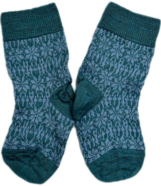 Hirsch Natur HIRSCH Dunne wollen sokken baby Noors 056 157 TURQUOISE