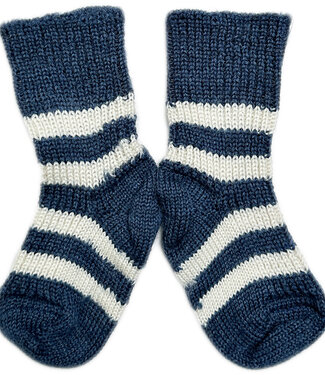 Hirsch Natur HIRSCH wollen sokken BABY gestreept 015 80 JEANS WIT