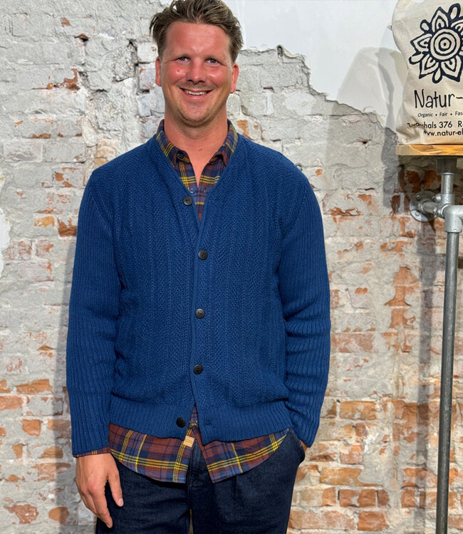 Wollen vest met knopen van 100% alpaca BLAUW