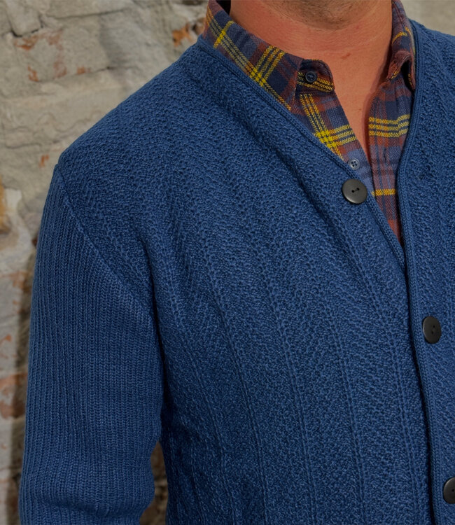 Wollen vest met knopen van 100% alpaca BLAUW