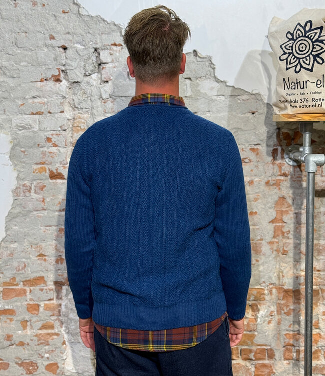 Wollen vest met knopen van 100% alpaca BLAUW