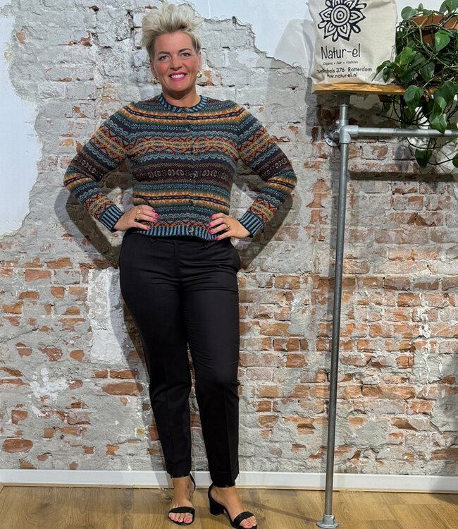 TRUE STORY pure wollen bandplooi broek MONA WINE