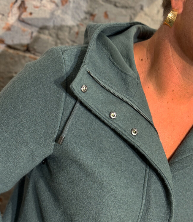 LANGERCHEN lange wollen trenchcoat MILPORT SAGE