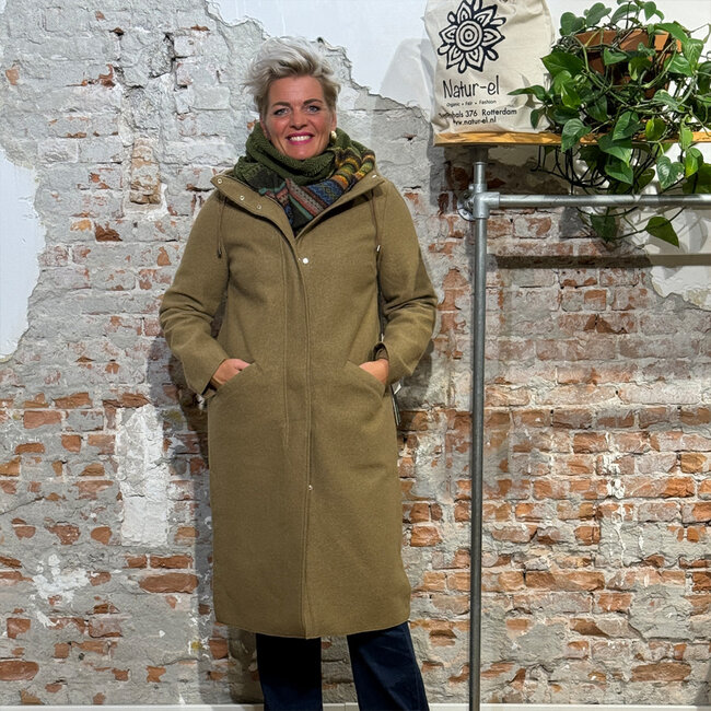 LANGERCHEN lange wollen trenchcoat MILPORT WALNUT