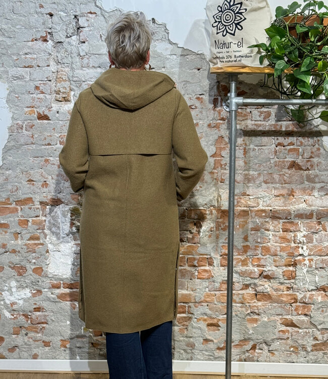 LANGERCHEN lange wollen trenchcoat MILPORT WALNUT