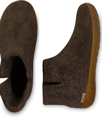 Glerups GLERUPS wollen sloffen pantoffels LAARS bruin RUBBER HONEY
