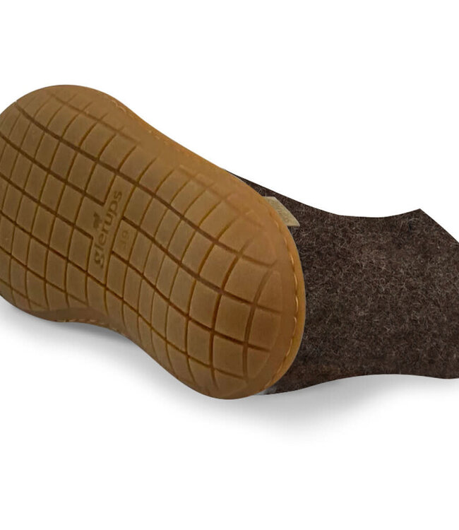 GLERUPS wollen sloffen pantoffels LAARS bruin RUBBER HONEY