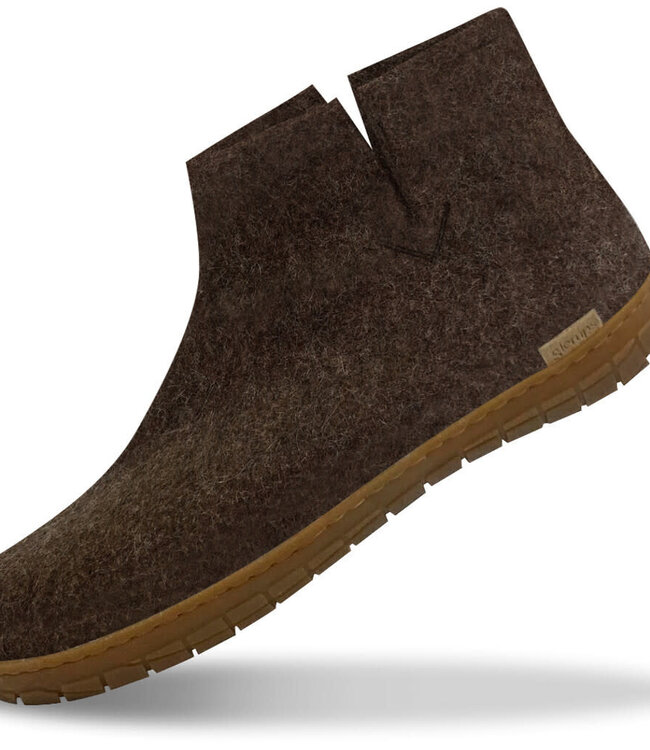 GLERUPS wollen sloffen pantoffels LAARS bruin RUBBER HONEY