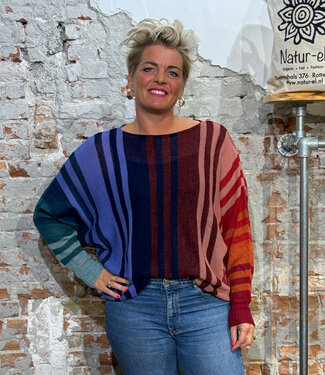 Natural Style Gestreepte ALPACA trui met vleermuismouwen COLETTE MULTI