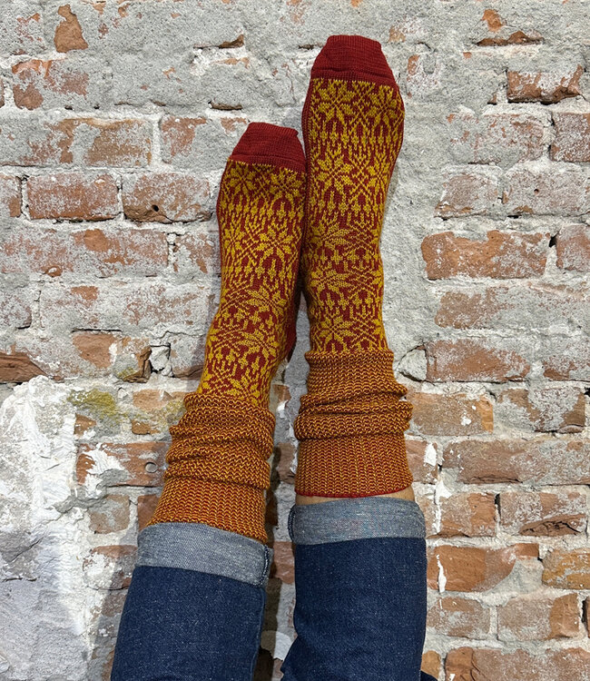 HIRSCH NATUR wollen Noorse KNIEKOUSEN ROOD OKER 430 211