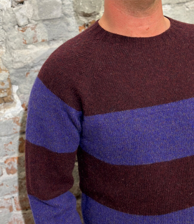 HARLEY gestreepte wollen trui WIZZARD VIOLET van pure wol