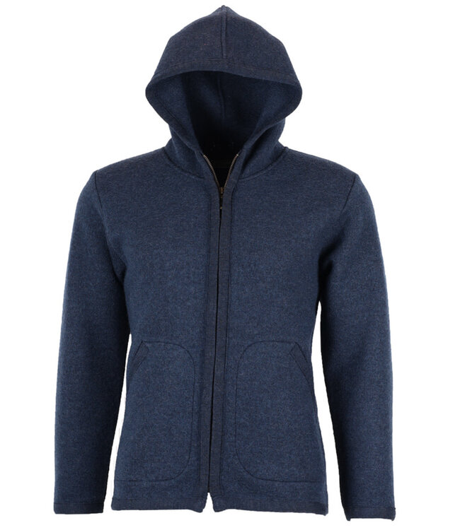FLOMAX wollen vest met rits en capuchon JUAN DENIM