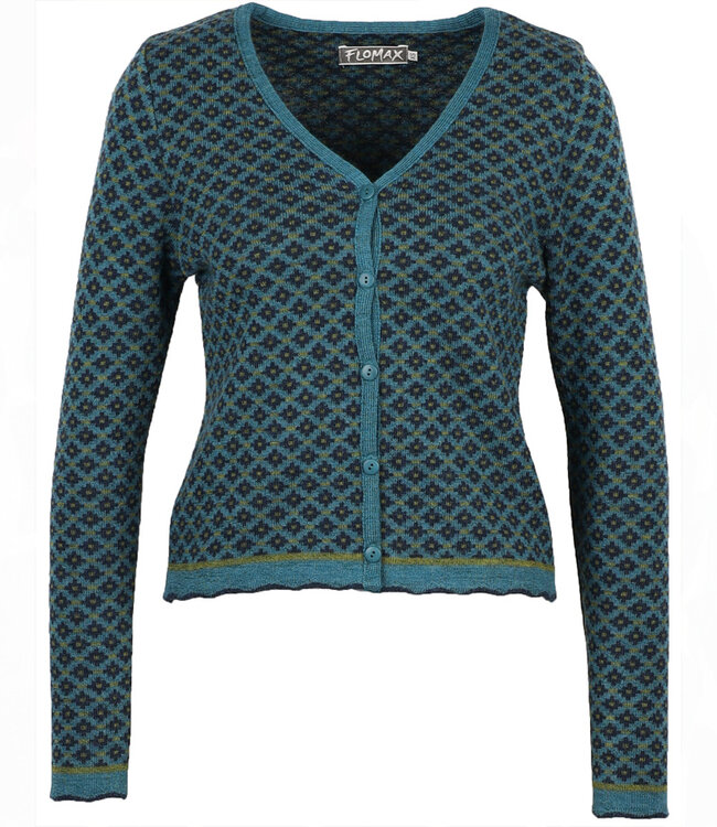 FLOMAX puur wollen v-hals vest TILDA BLUE