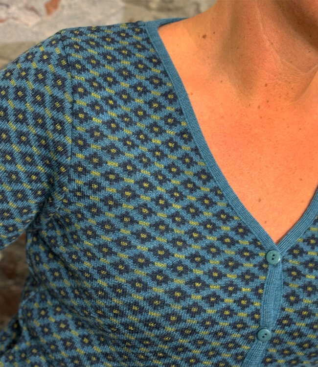 FLOMAX puur wollen v-hals vest TILDA BLUE