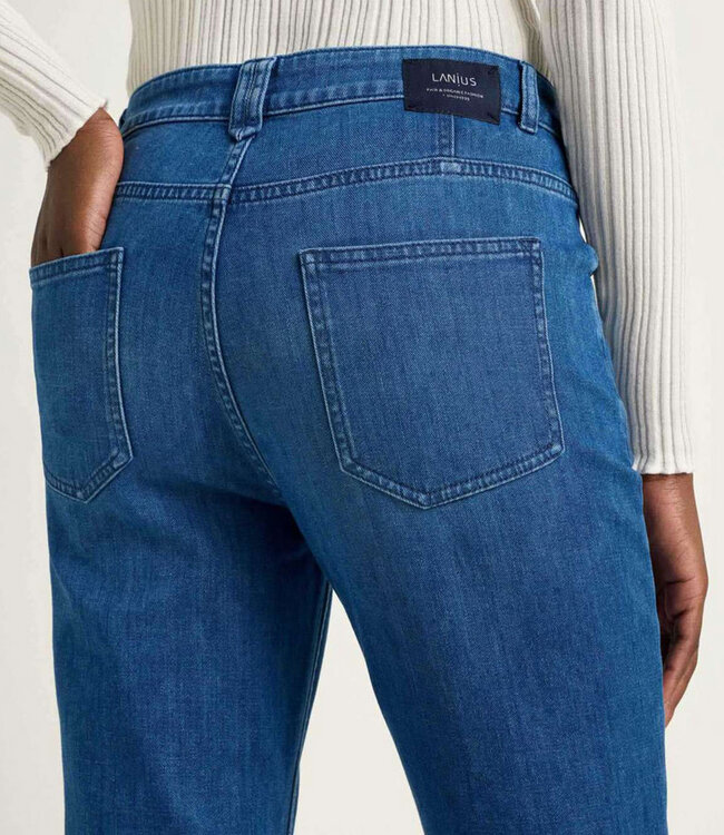 LANIUS bootcut jeans AMY MID BLUE van biologisch katoen