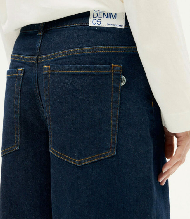 THINKING MU spijkerbroek HEDDA DARK DENIM wijde pijpen
