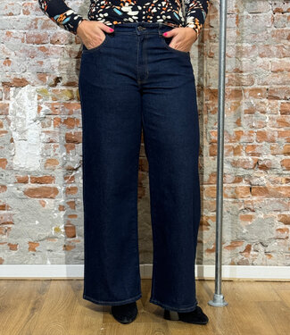 THINKING MU THINKING MU spijkerbroek HEDDA DARK DENIM wijde pijpen