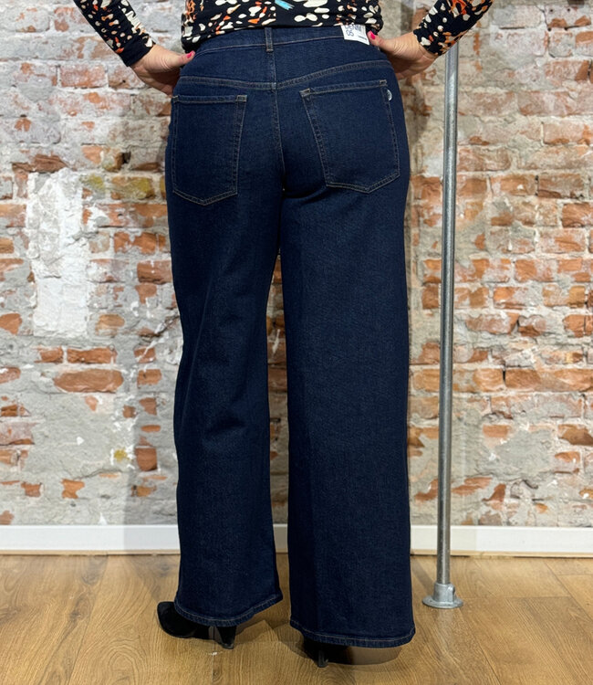THINKING MU spijkerbroek HEDDA DARK DENIM wijde pijpen