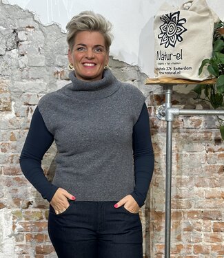 Living Crafts LIVING CRAFTS Pure wollen spencer met col LALA SMOKE