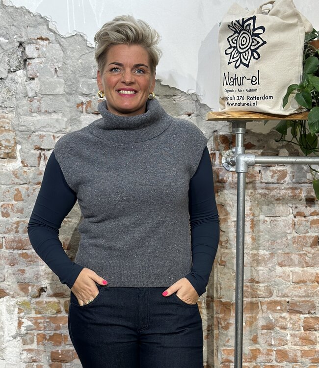 LIVING CRAFTS Pure wollen spencer met col LALA SMOKE