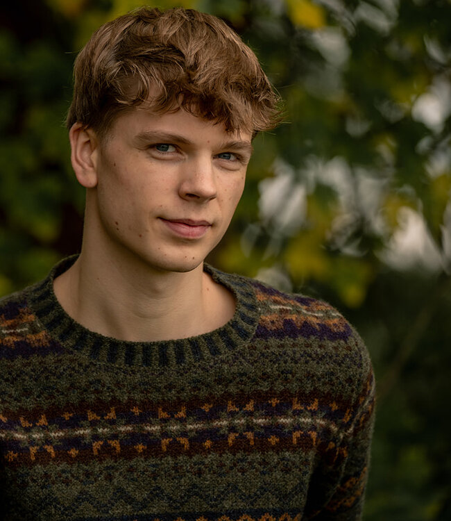 ERIBÉ wollen trui shetland wol supersoft BRODIE WOODLAND