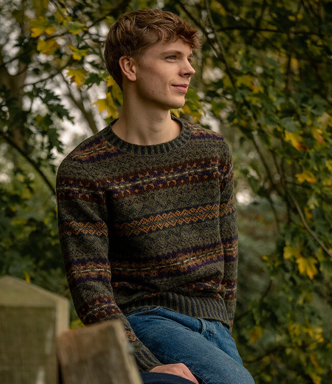 ERIBÉ wollen trui shetland wol supersoft BRODIE WOODLAND