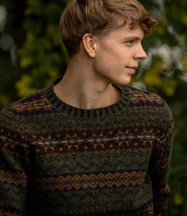 ERIBÉ wollen trui shetland wol supersoft BRODIE WOODLAND